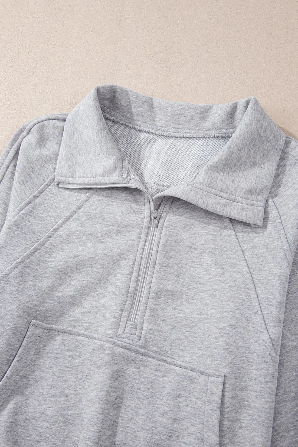 Valerian Quarter Zip Stand Neck Kangaroo Pocket Sweatshirt Beagle Boutique Fashion Outlet