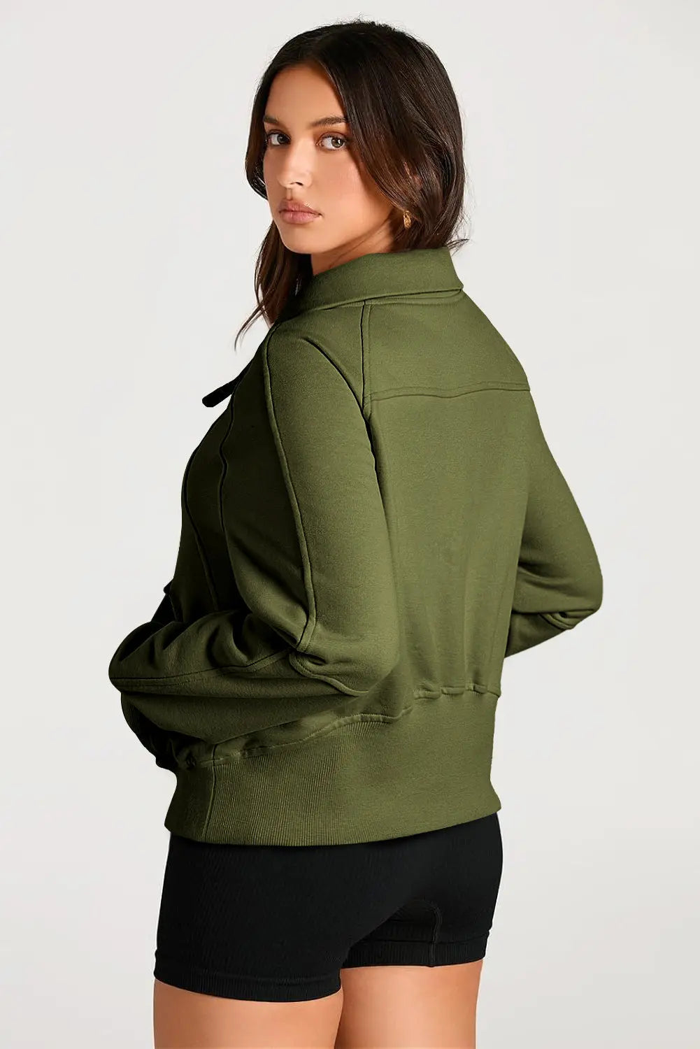 Valerian Quarter Zip Stand Neck Kangaroo Pocket Sweatshirt Beagle Boutique Fashion Outlet