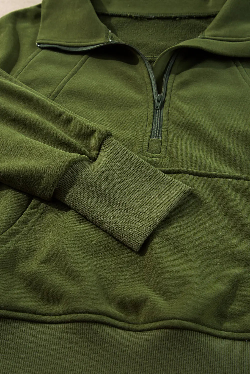 Valerian Quarter Zip Stand Neck Kangaroo Pocket Sweatshirt Beagle Boutique Fashion Outlet