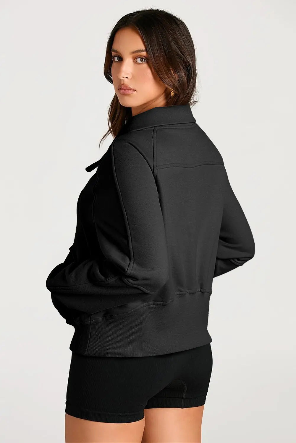 Valerian Quarter Zip Stand Neck Kangaroo Pocket Sweatshirt Beagle Boutique Fashion Outlet