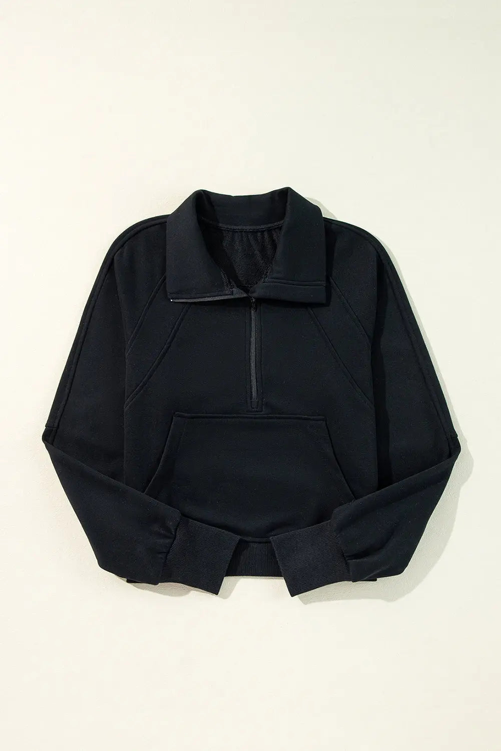Valerian Quarter Zip Stand Neck Kangaroo Pocket Sweatshirt Beagle Boutique Fashion Outlet