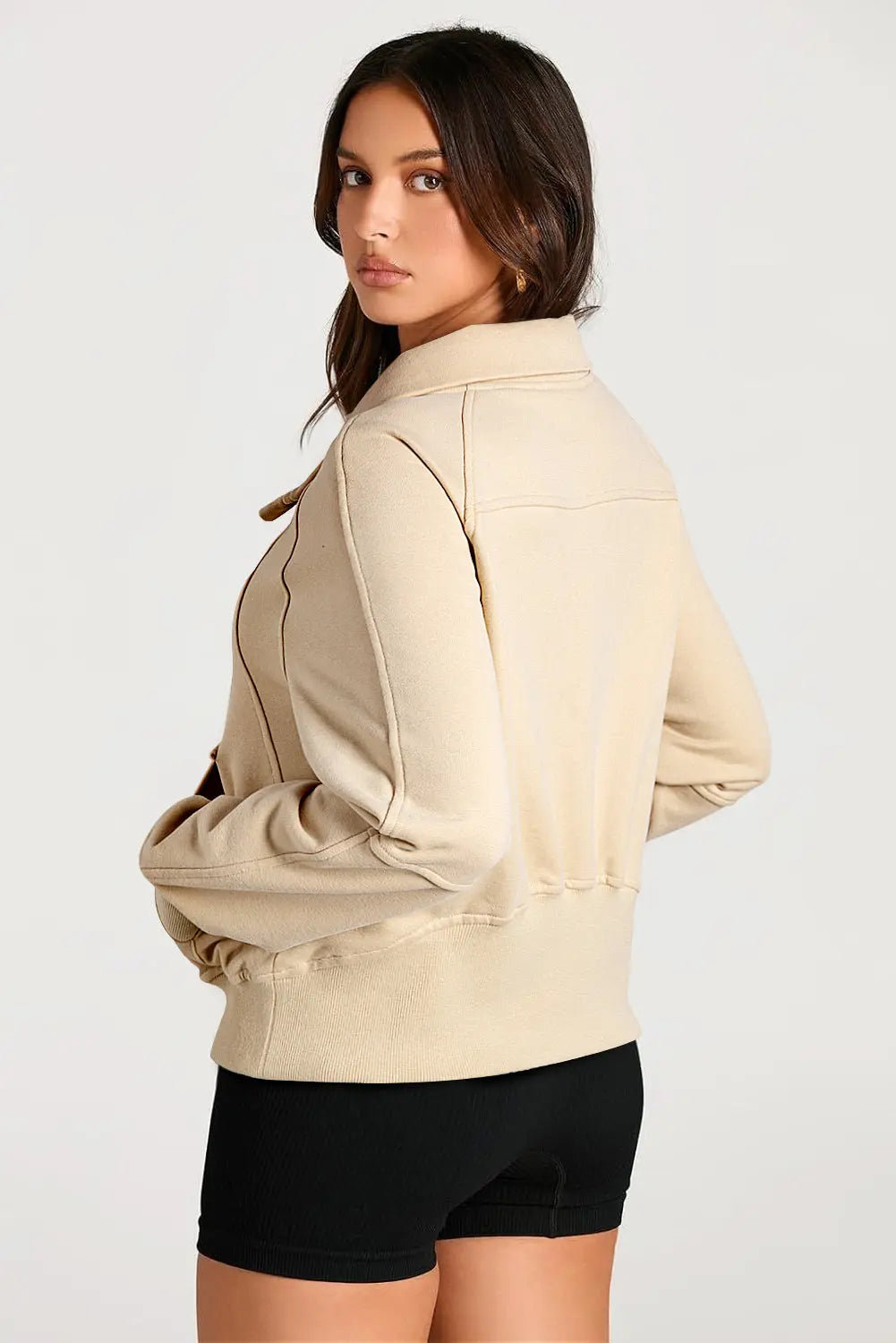 Valerian Quarter Zip Stand Neck Kangaroo Pocket Sweatshirt Beagle Boutique Fashion Outlet