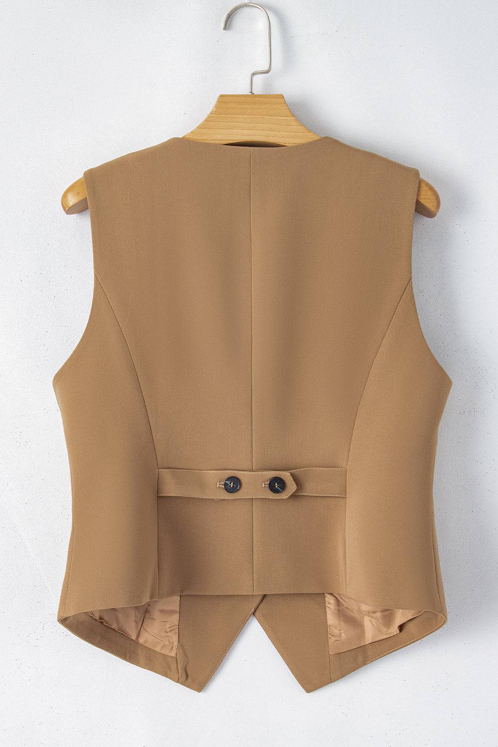 White Solid Colour Button up Waistcoat - BB Fashion Outlet