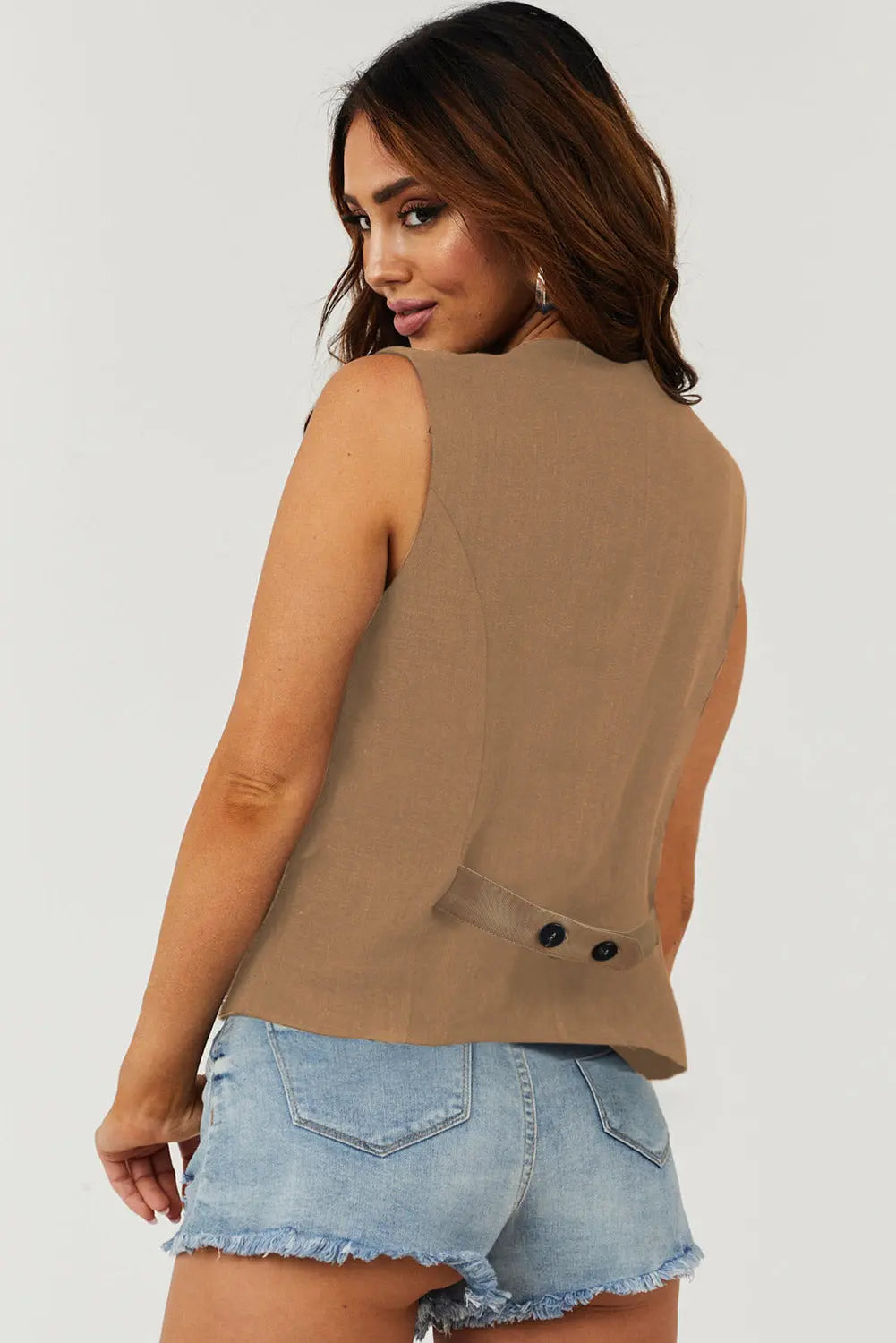 White Solid Colour Button up Waistcoat - BB Fashion Outlet