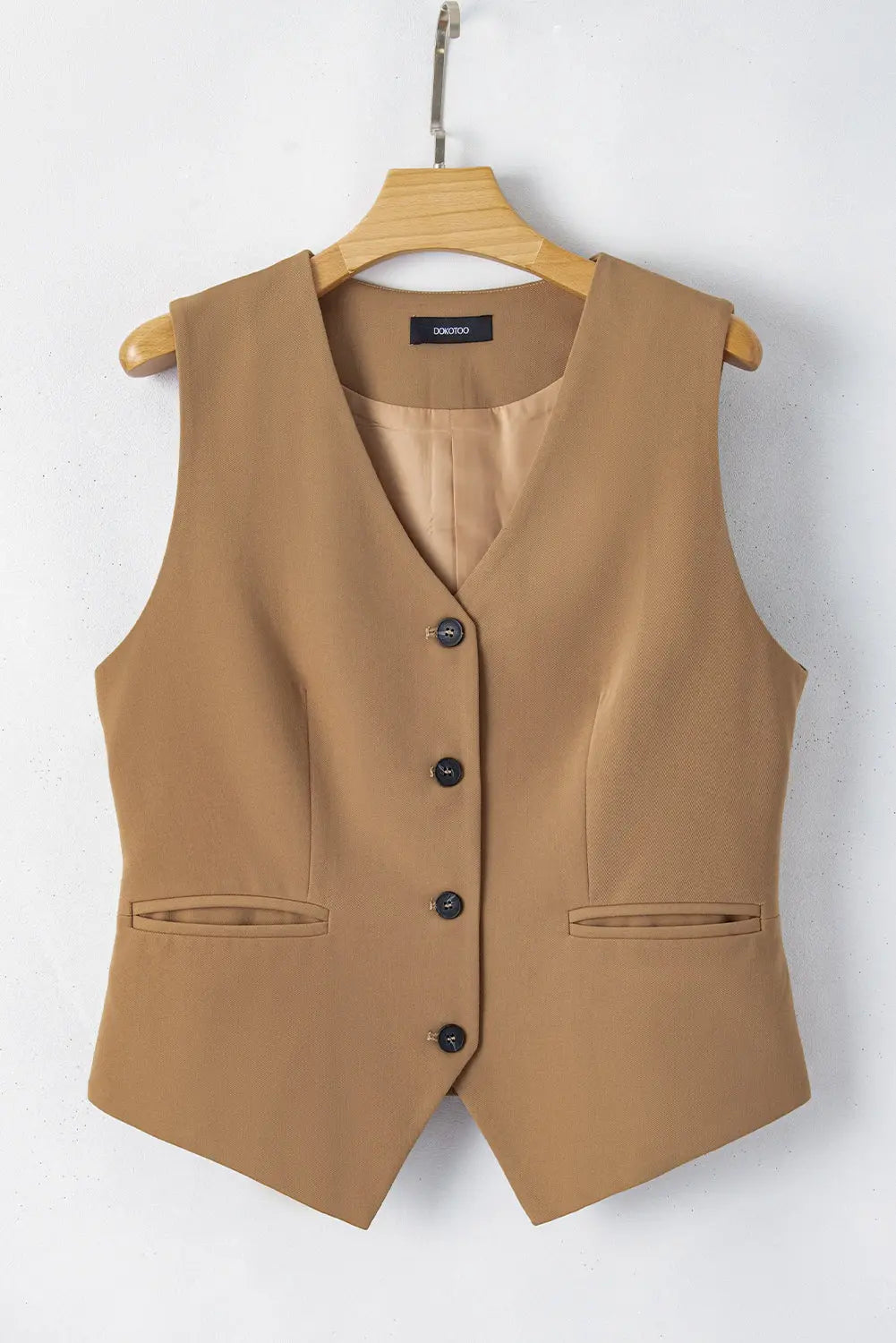 White Solid Colour Button up Waistcoat - BB Fashion Outlet