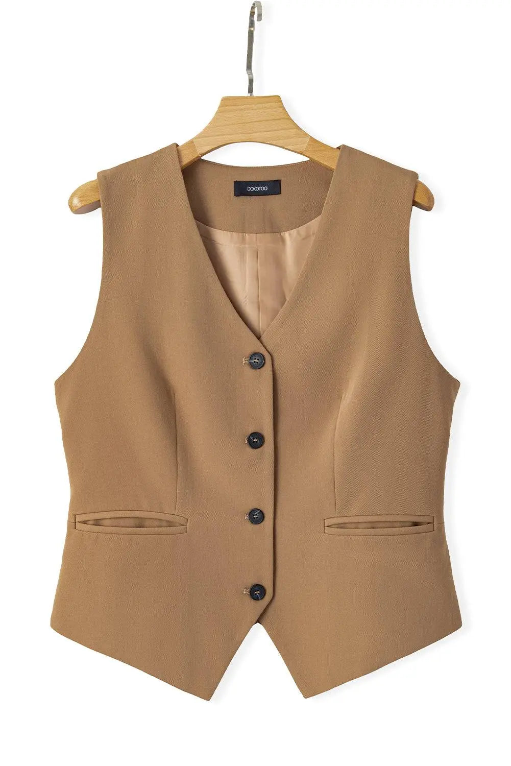 White Solid Colour Button up Waistcoat - BB Fashion Outlet