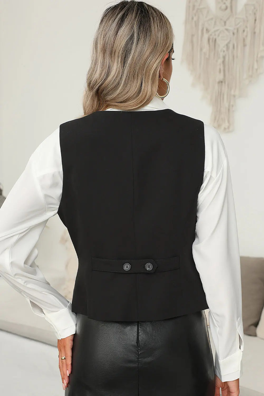 White Solid Colour Button up Waistcoat Beagle Boutique Fashion Outlet