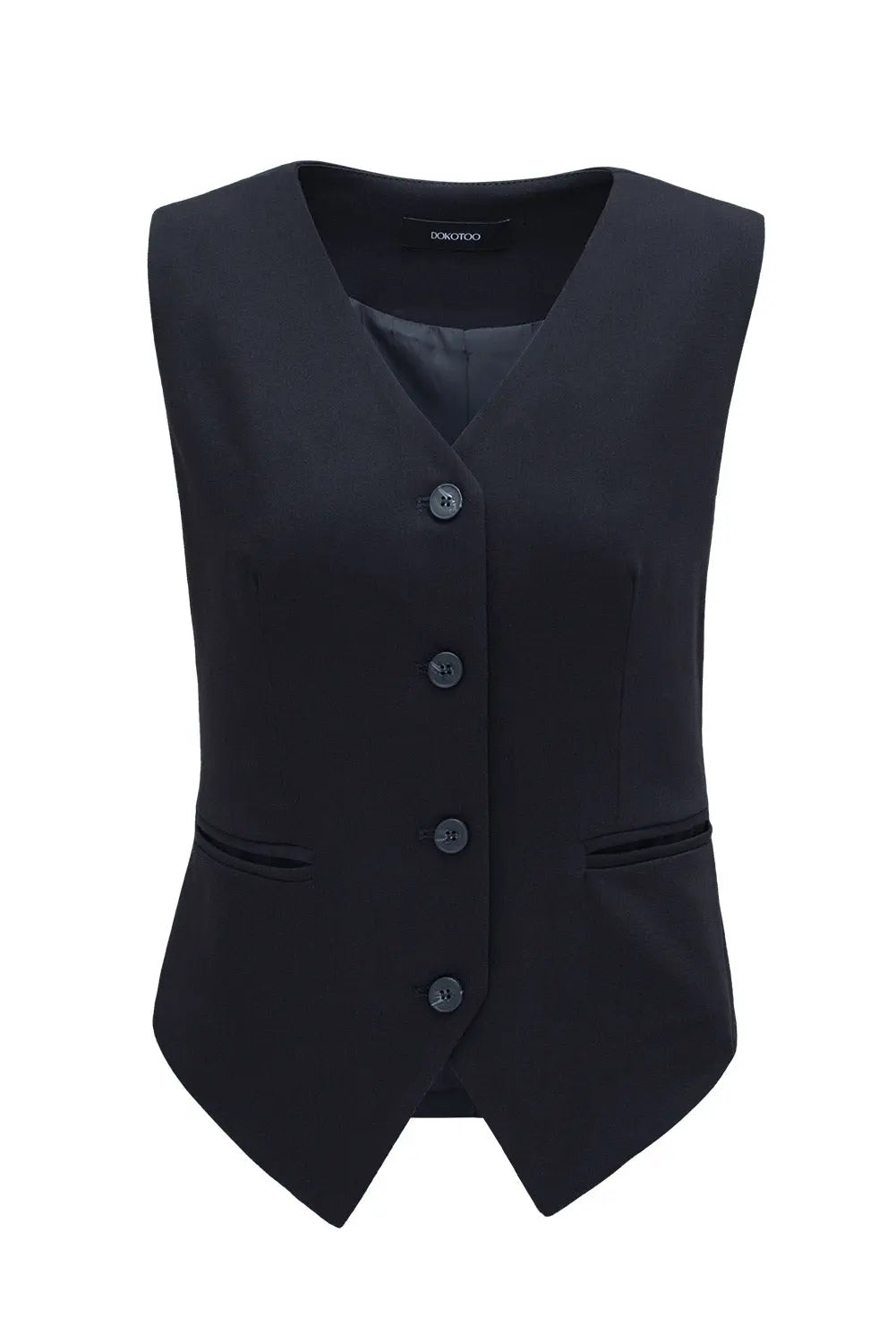 White Solid Colour Button up Waistcoat Beagle Boutique Fashion Outlet