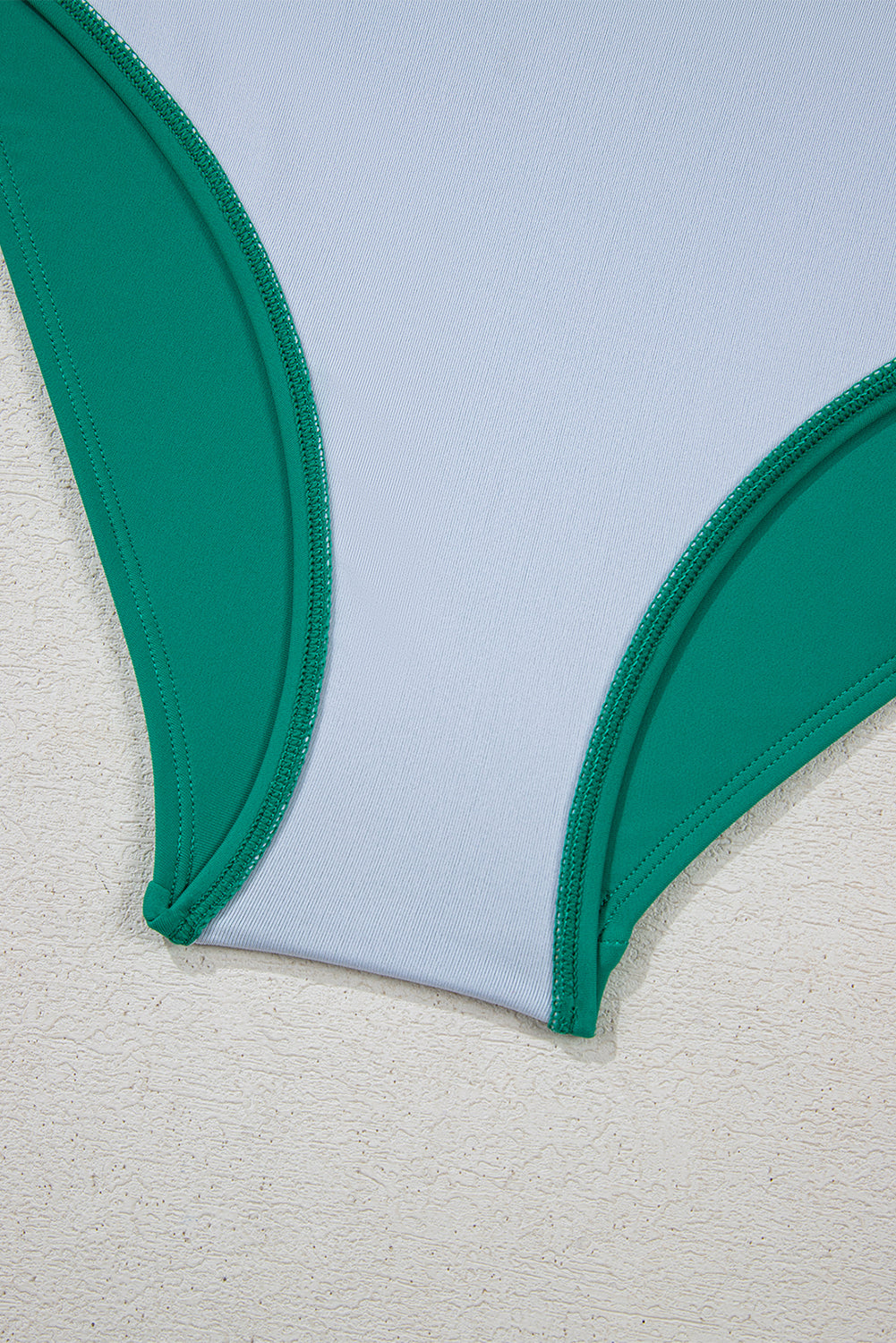 Sea Green Contrast Trim Colourblock Patchwork High Waisted Bikini eAura