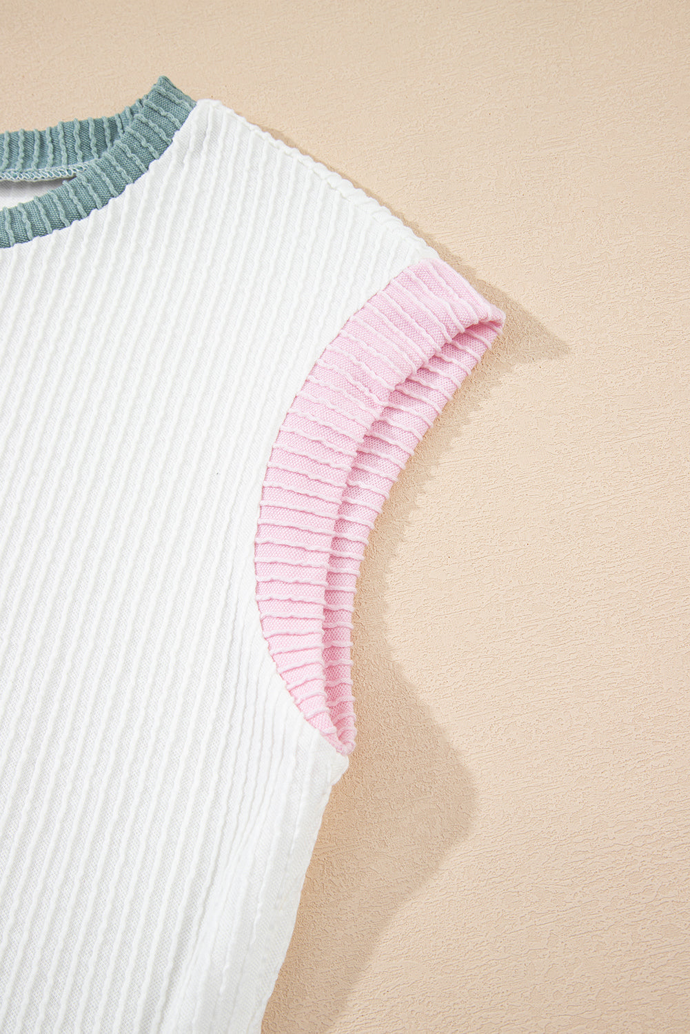 White Textured Crew Neck Tee eAura