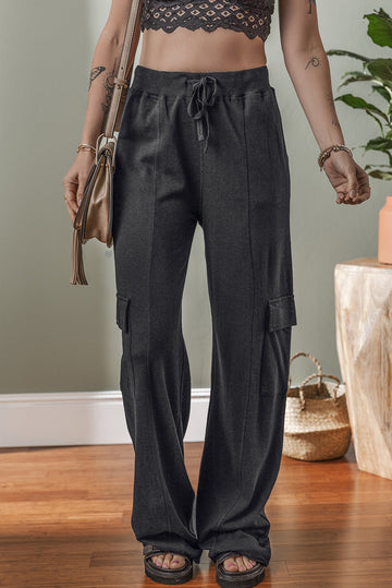 Carbon Grey Cargo Pockets Drawstring Sweatpants BB Fashion Outlet