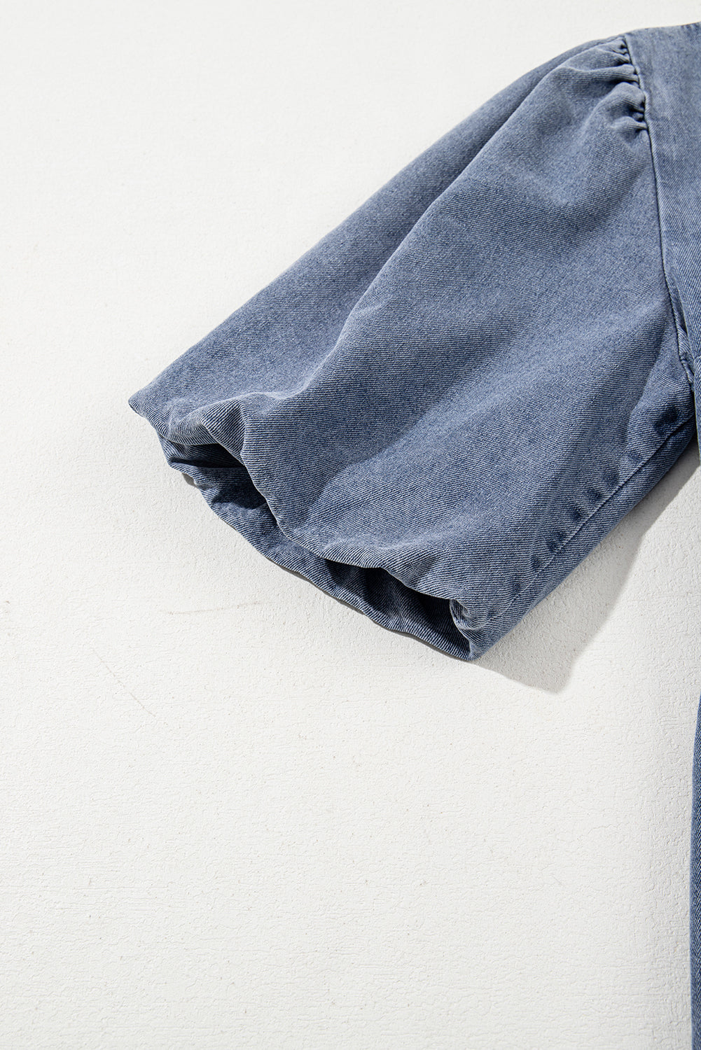 Dusk Blue Bowknot Bubble Sleeve Short Denim Dress eAura