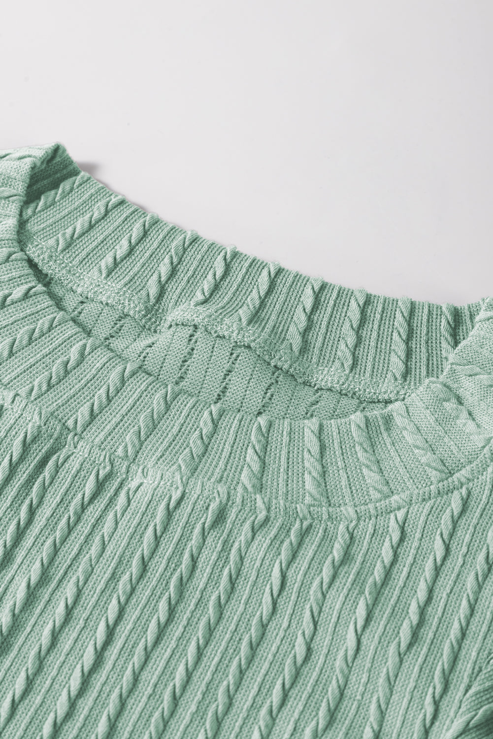 Moonlight Jade Solid Colour Textured Flutter Sleeve Top eAura