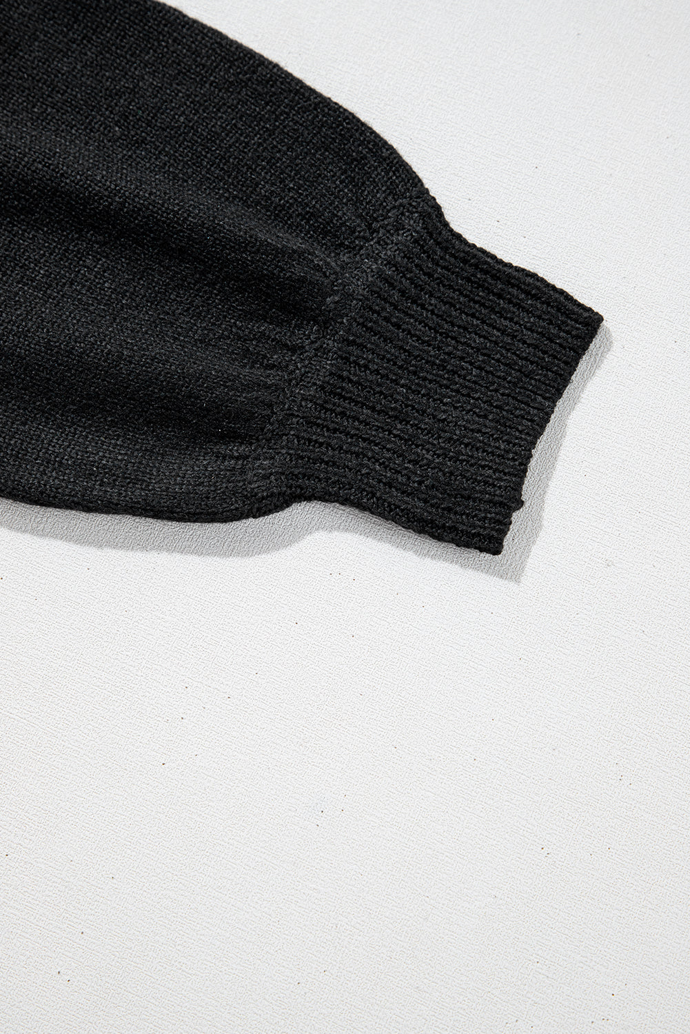 Black Eyelet Pattern Detail V Neck Drop Shoulder Sweater eAura