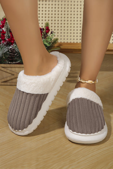 Rib Plush Winter Slippers - eAura