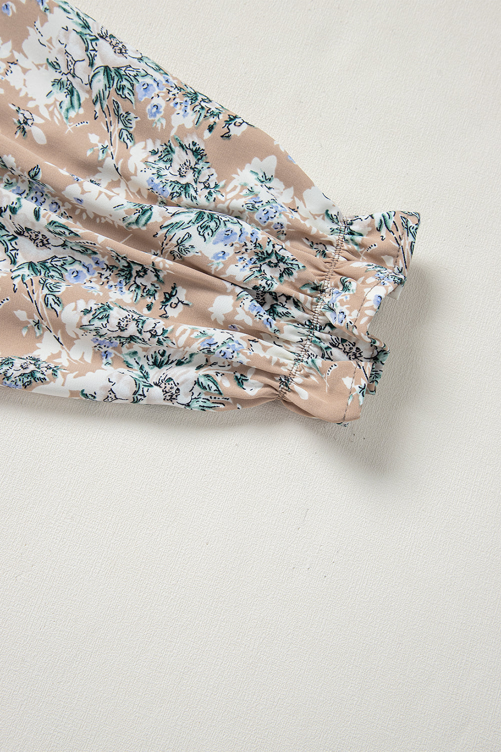 Khaki Maple Grove Floral Smocked Puff Sleeve Long Dress eAura