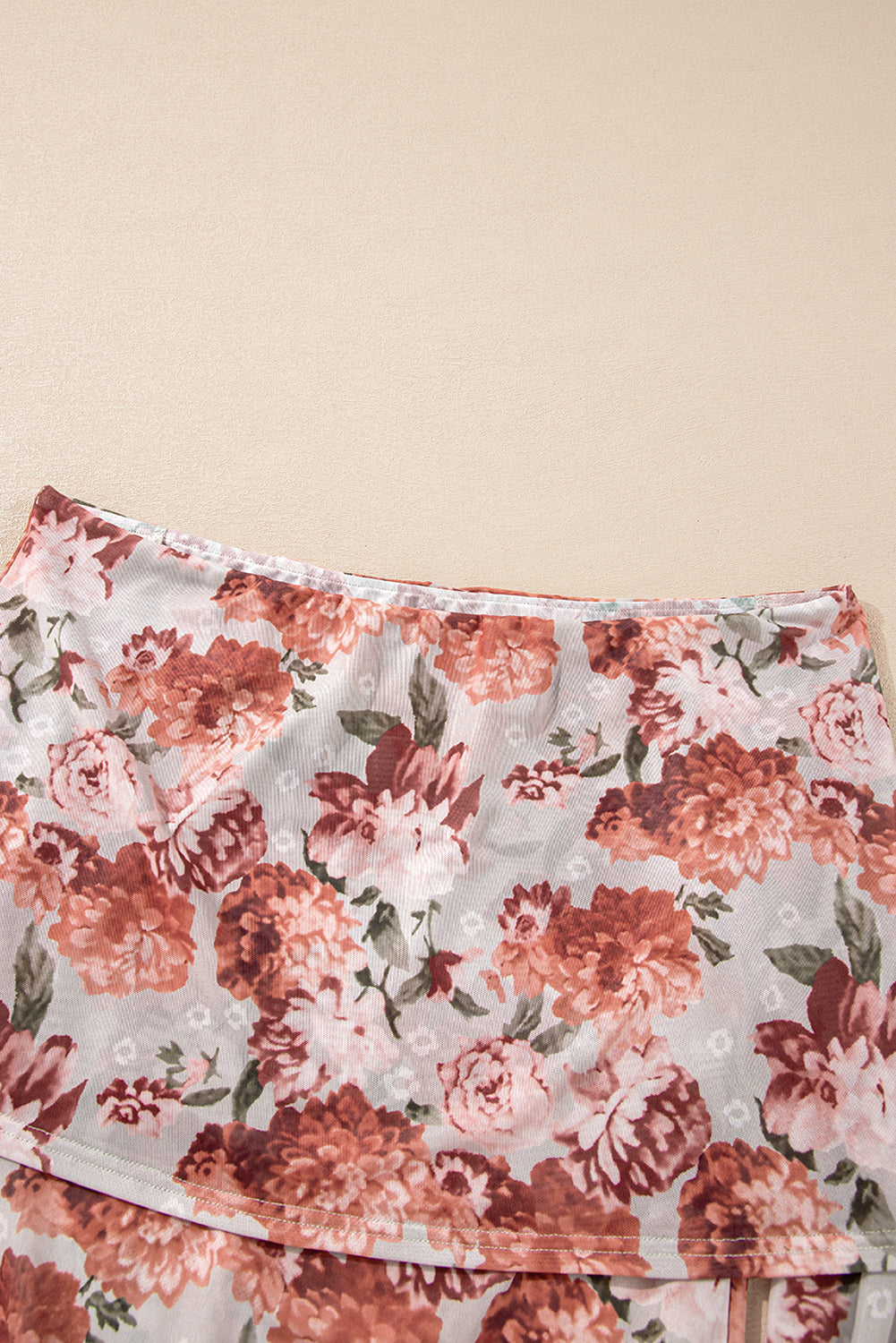 Pink Floral Printed Long Sleeve Sheath Bodysuit eAura