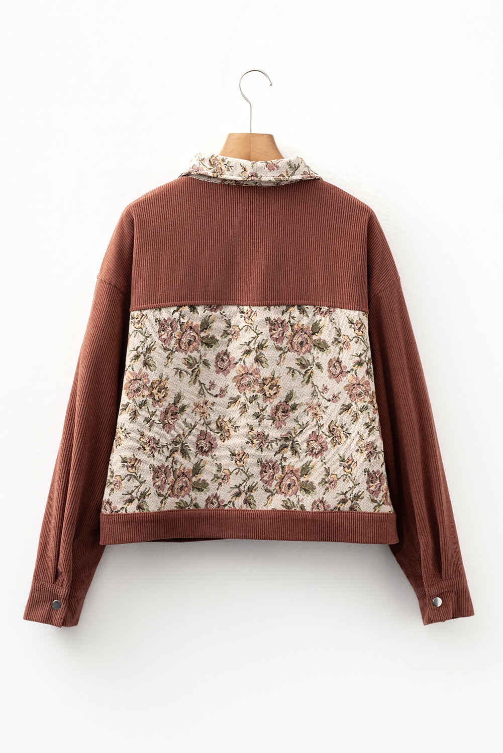 Ribbed Retro Floral Patchwork Shirt Style Jacket eAura