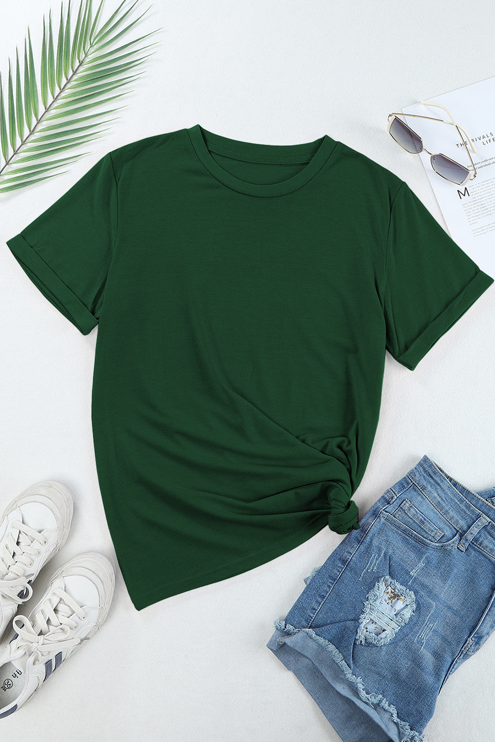 Casual Plain Crew Neck Tee T-Shirt Dear-Lover Dropshipping