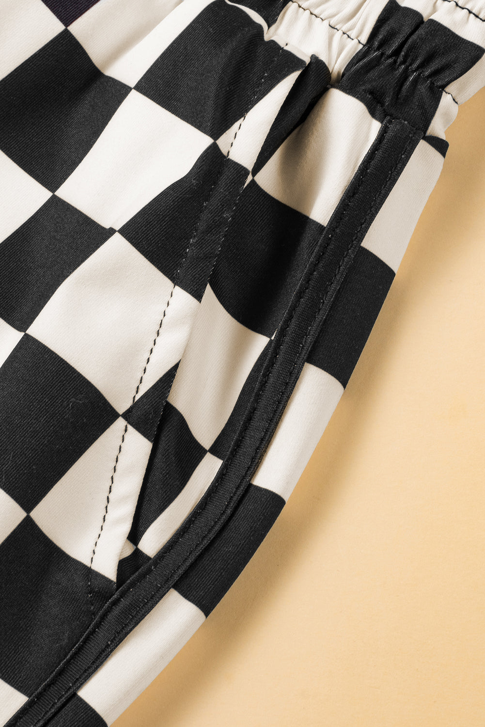 Checkered Drawstring Elastic Waist Casual Shorts eAura