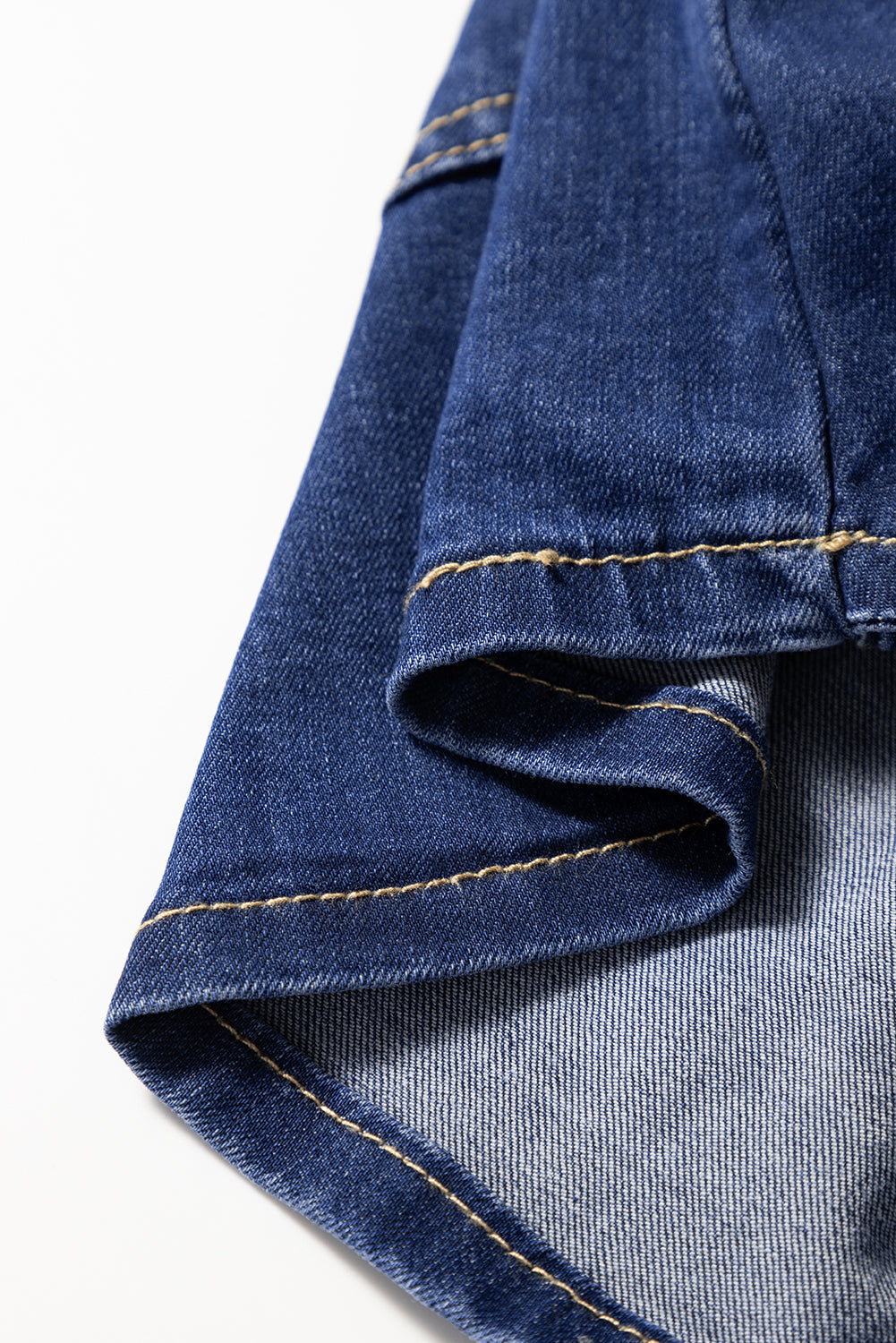 Bluing Asymmetric Wrapped Buttoned High Waist Denim Shorts eAura