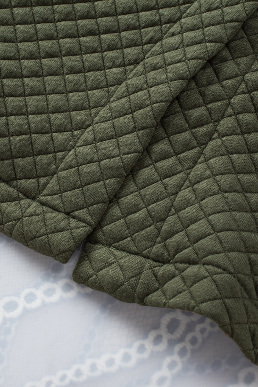 Green Retro Quilted Flap Pocket Button Shacket eAura