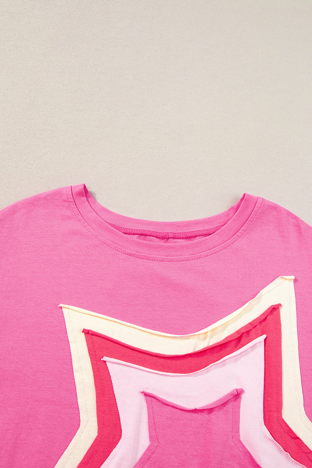 White Colourblock Star Patched Half Sleeve Oversized Tee eAura