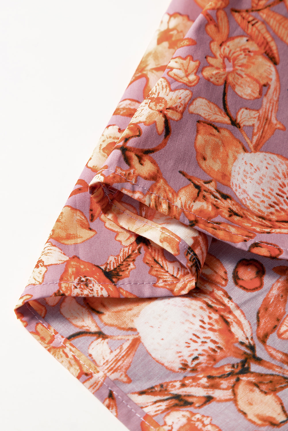 Orange Floral Print Ruffled Flutter Sleeve Frilled V Neck Blouse eAura