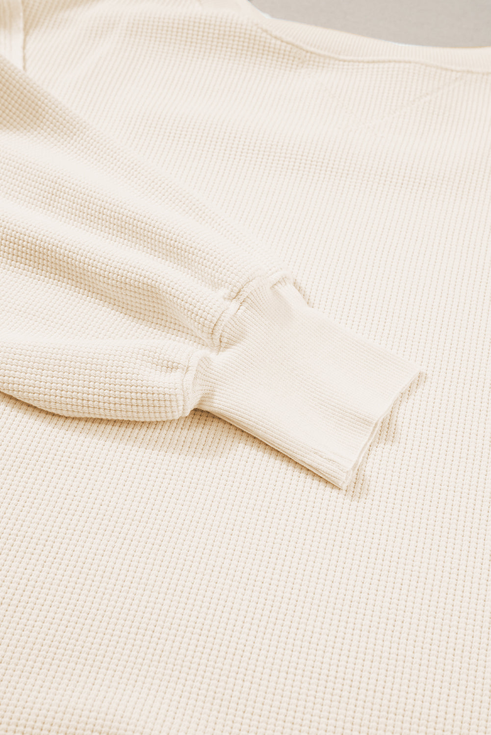 White Waffle knit Bishop Sleeve Split Oversized Top eAura