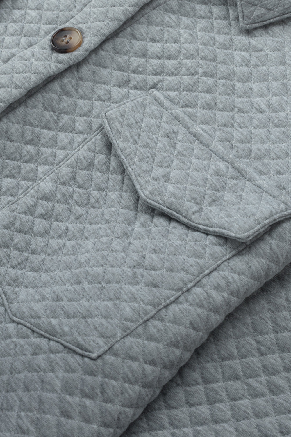 Green Retro Quilted Flap Pocket Button Shacket eAura