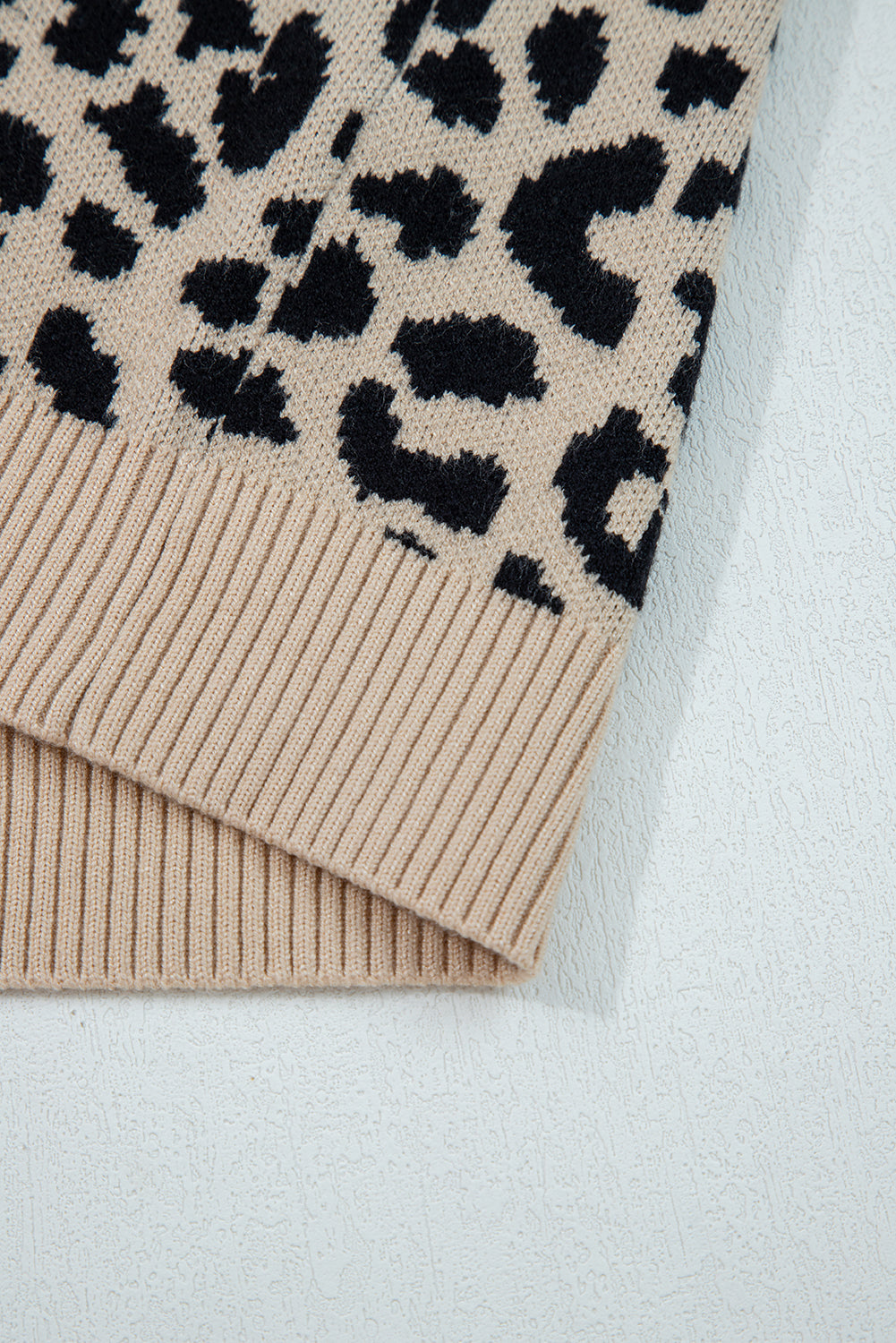 Leopard Print Drop Shoulder Chunky Knit Cardigan eAura