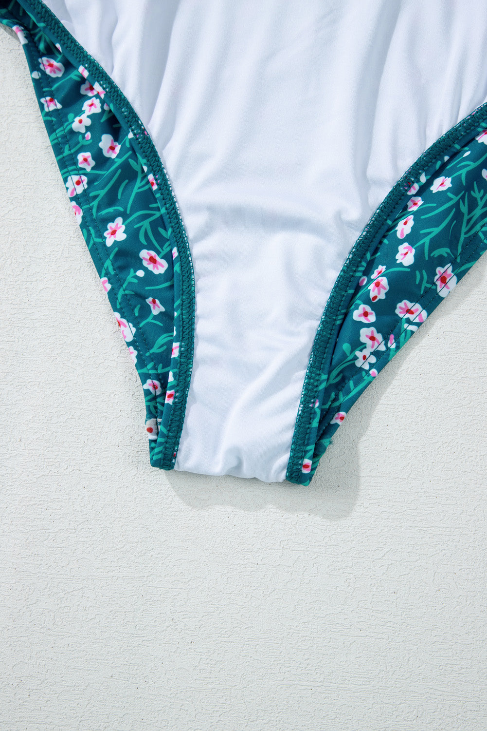 Blue Floral Print Smocked Cute Bikini Set eAura