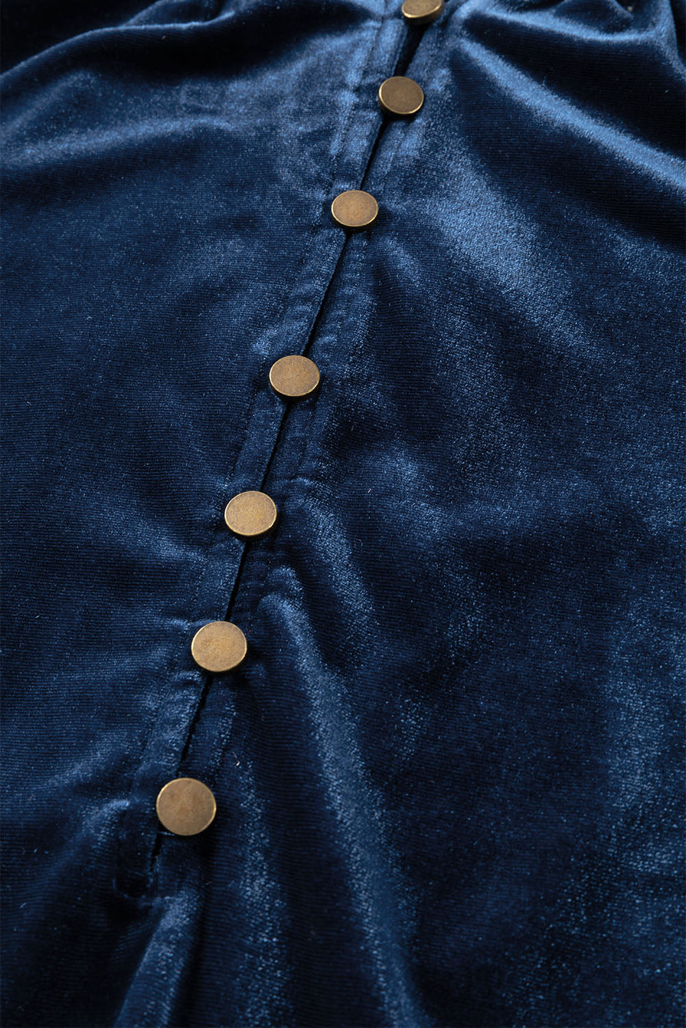 Burgundy Frilled Neck Buttoned Front Velvet Top eAura