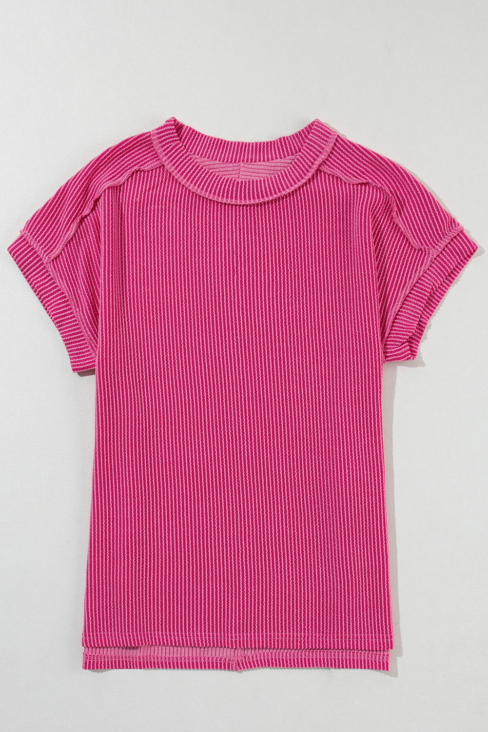 Textured Knit Exposed Stitching T-shirt eAura