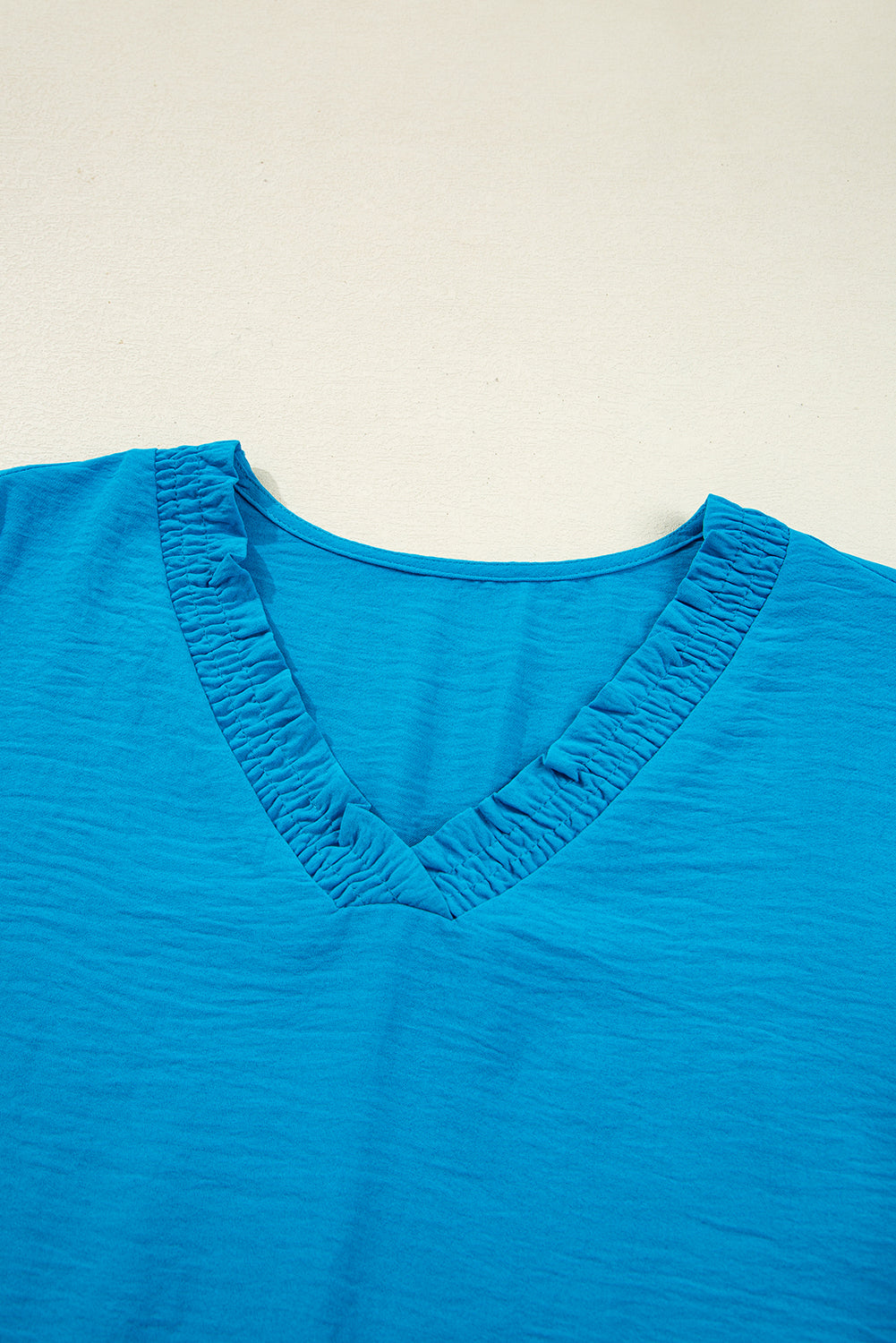 V-Neckline Bracelet Sleeve Crinkled Blouse eAura