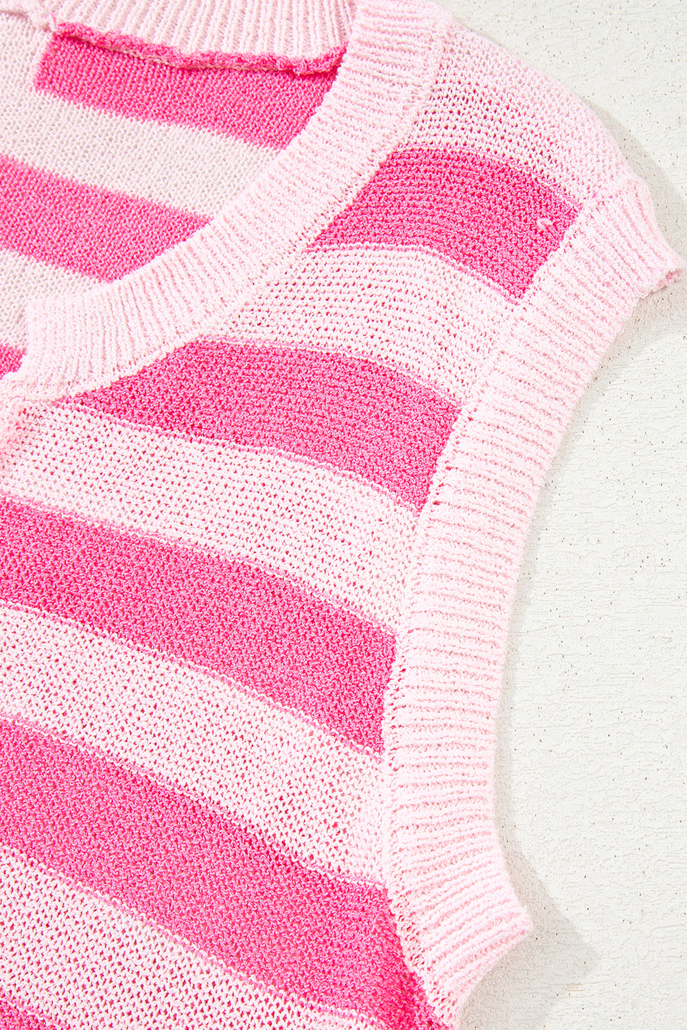 Pink Stripe USA Flag Notched Neckline Loose Sleeveless Top eAura
