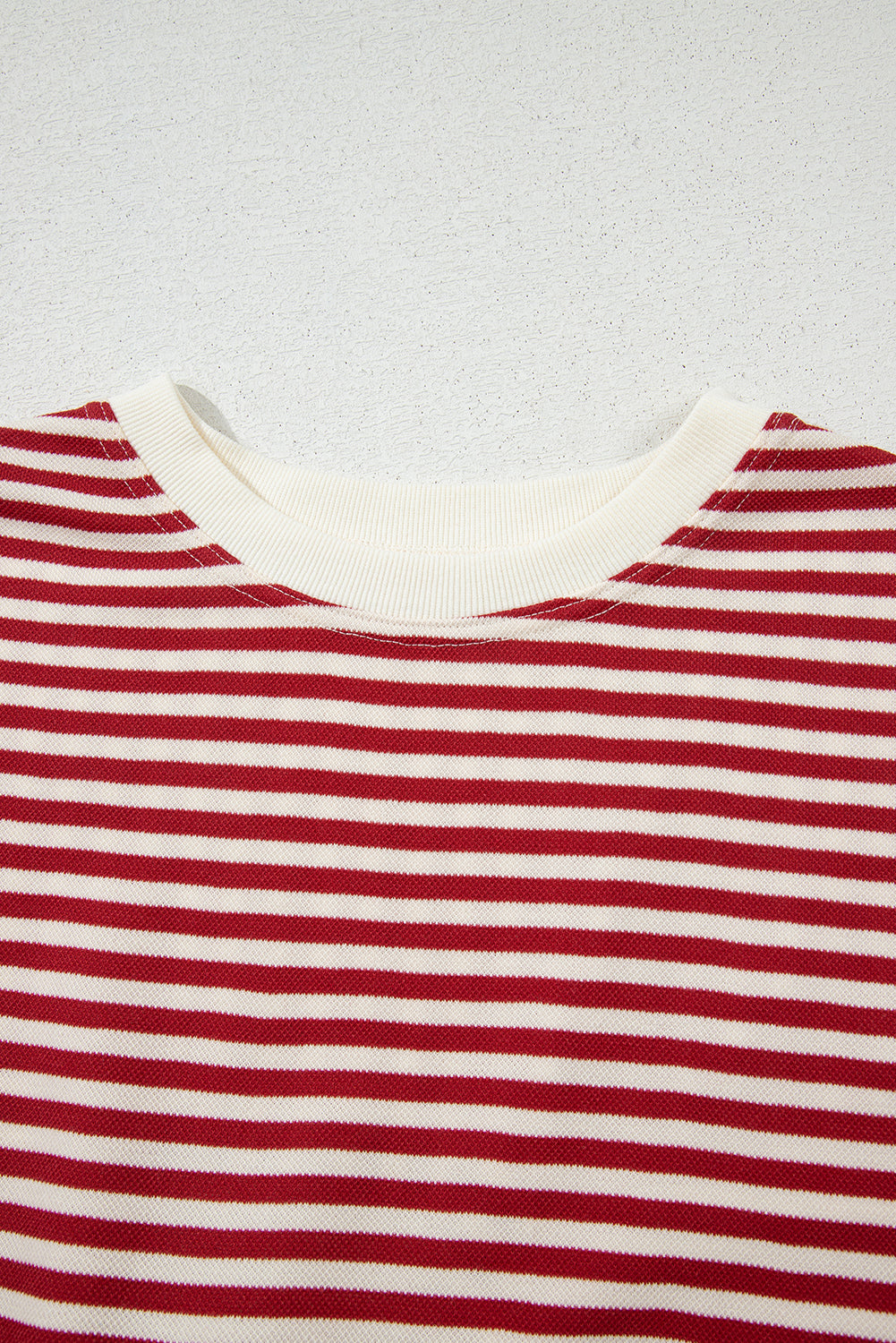 Black Stripe Bowknot Cutout Back Drop Shoulder Wide Bracelet Sleeve Loose Tee eAura