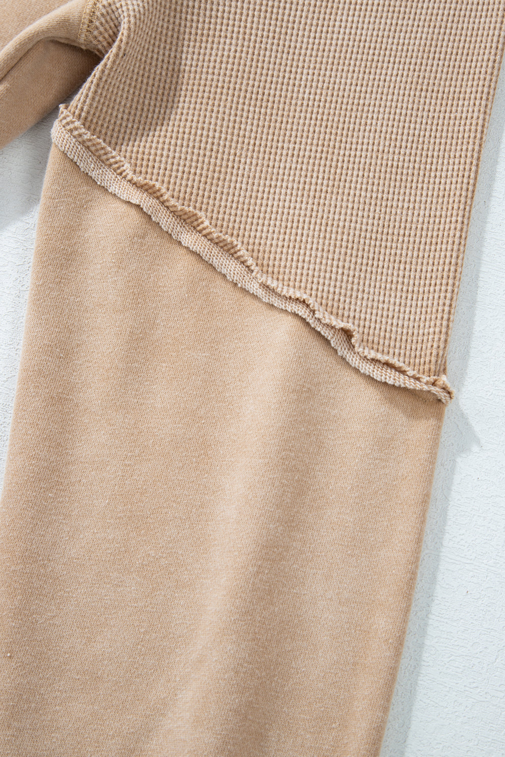 Waffle Textured Patchwork Raglan Sleeve Sweatshirt eAura