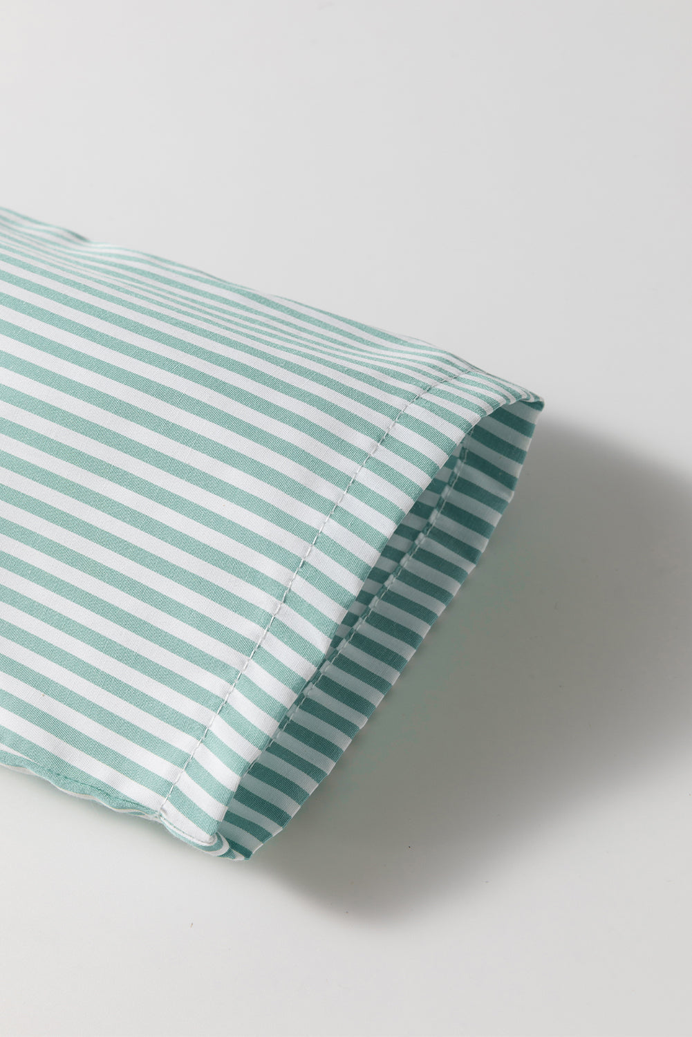 Green Stripe V Neck Roll Up Sleeve Pocket Patched Classic Shirt eAura