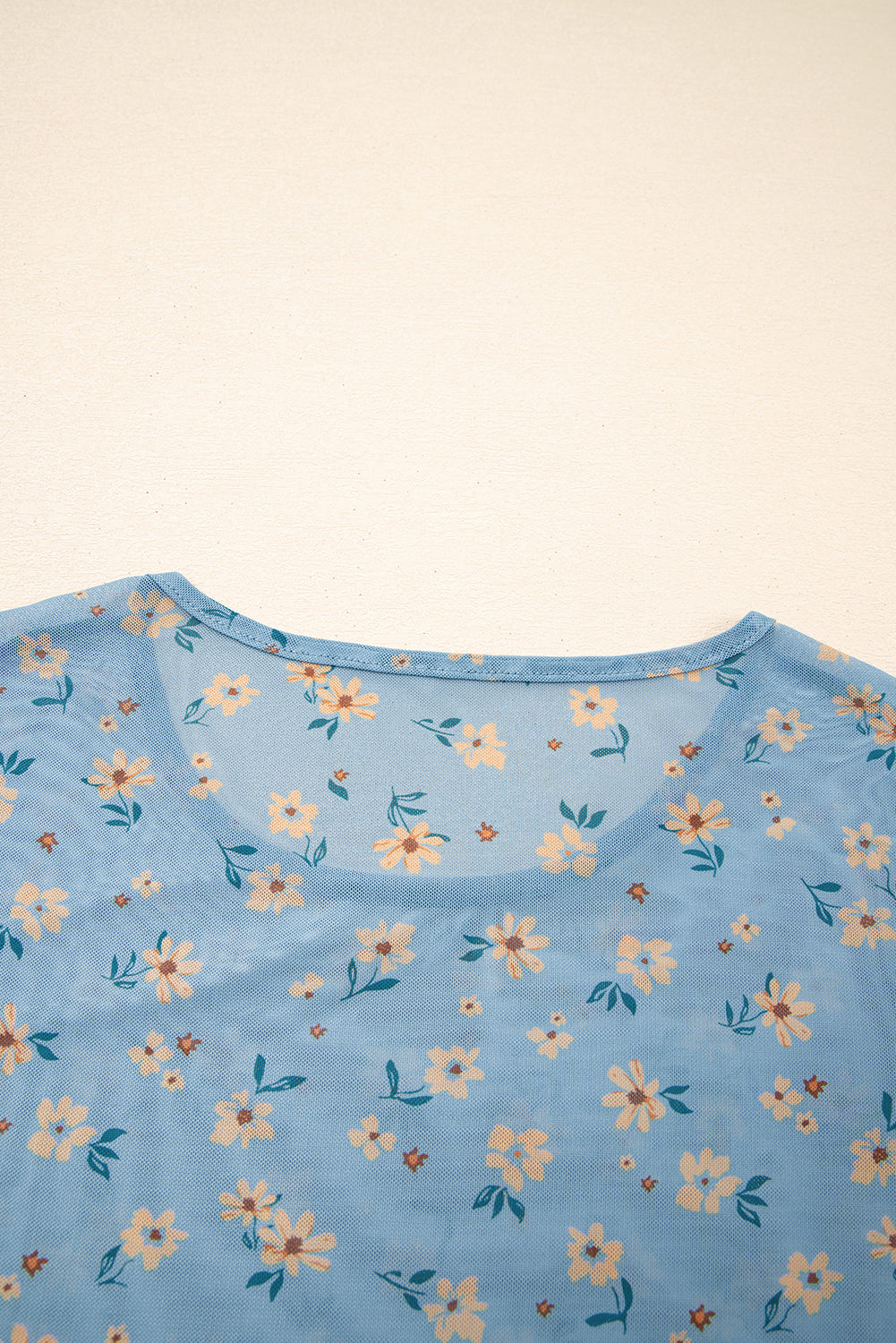 Floral Print Southern Style Mesh Long Sleeve Top - eAura