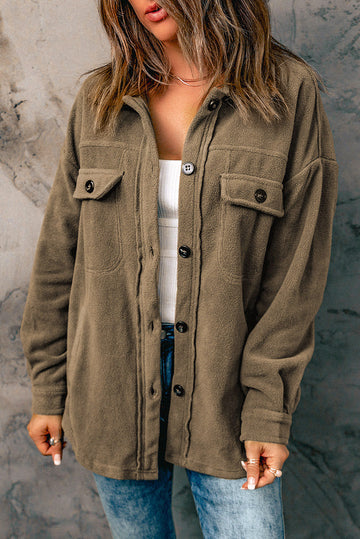 Turn Down Collar Buttoned Shirt Jacket eAura