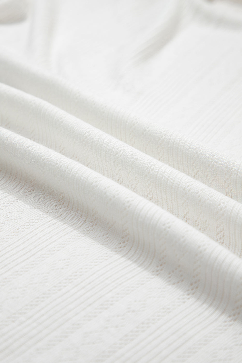 White Scalloped Lace Trim Textured T-Shirt eAura