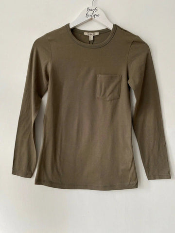 Trevi Khaki Green Long Sleeve T-Shirt Size 8 UK - Beagle Boutique Fashion Outlet