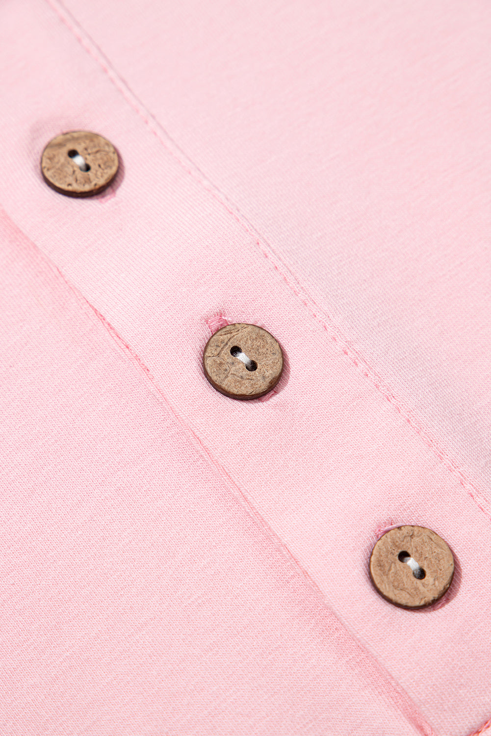 Pink Colourblock Long Sleeve Buttons Henley Top eAura