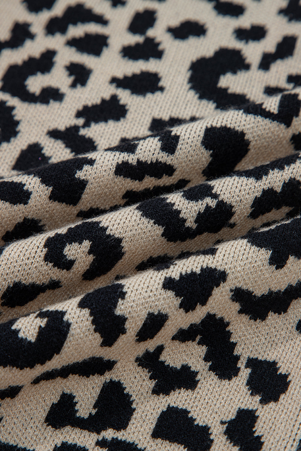 Leopard Print Drop Shoulder Chunky Knit Cardigan eAura