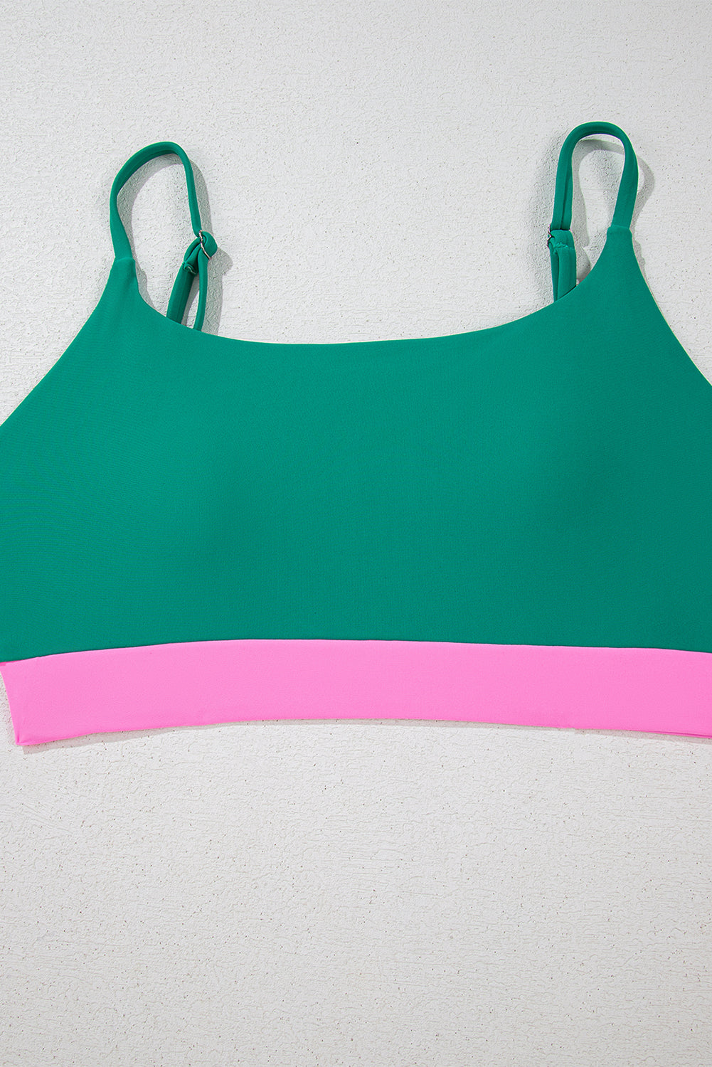 Sea Green Contrast Trim Colourblock Patchwork High Waisted Bikini eAura