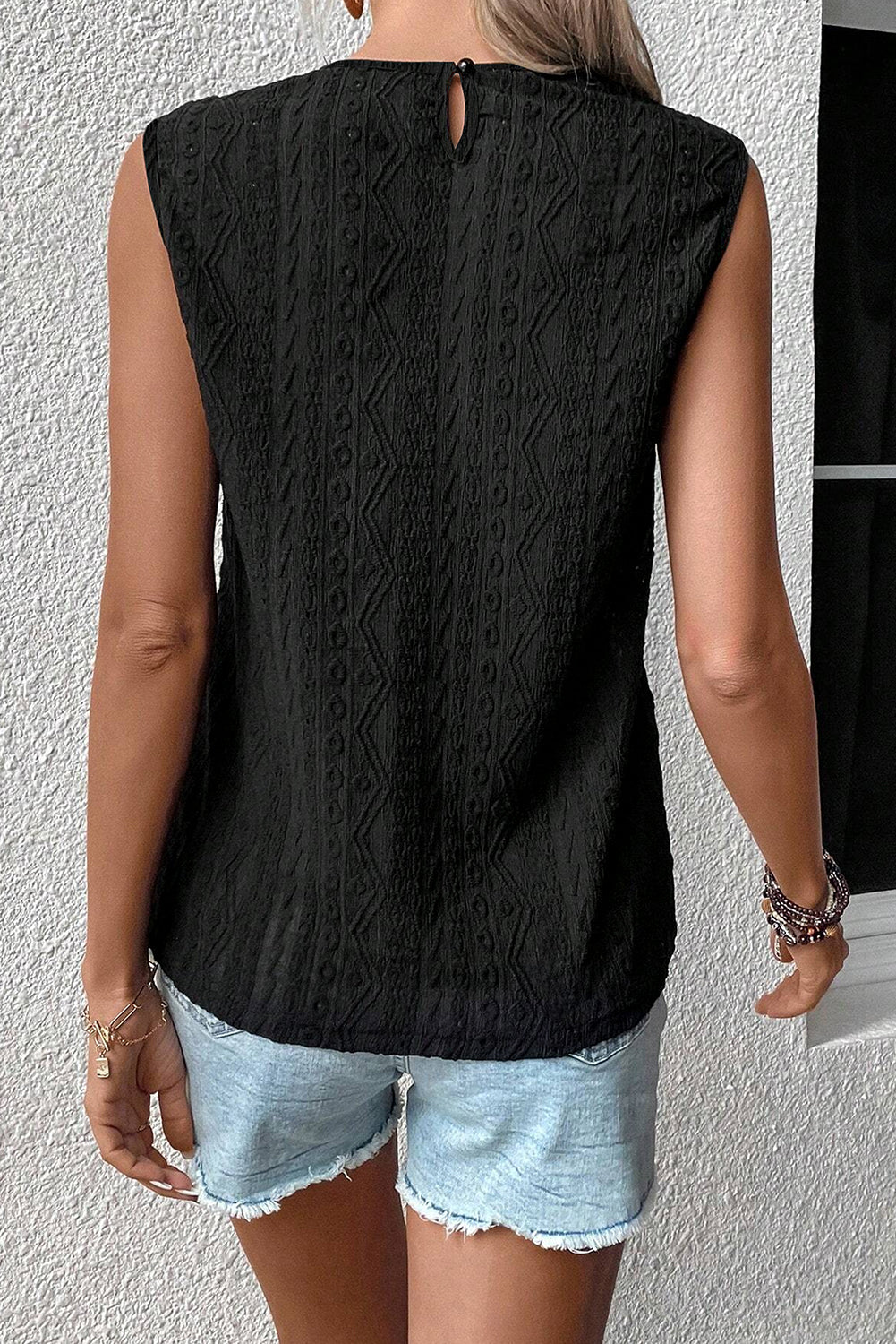 White Guipure Lace Crochet Keyhole Back Tank Top eAura