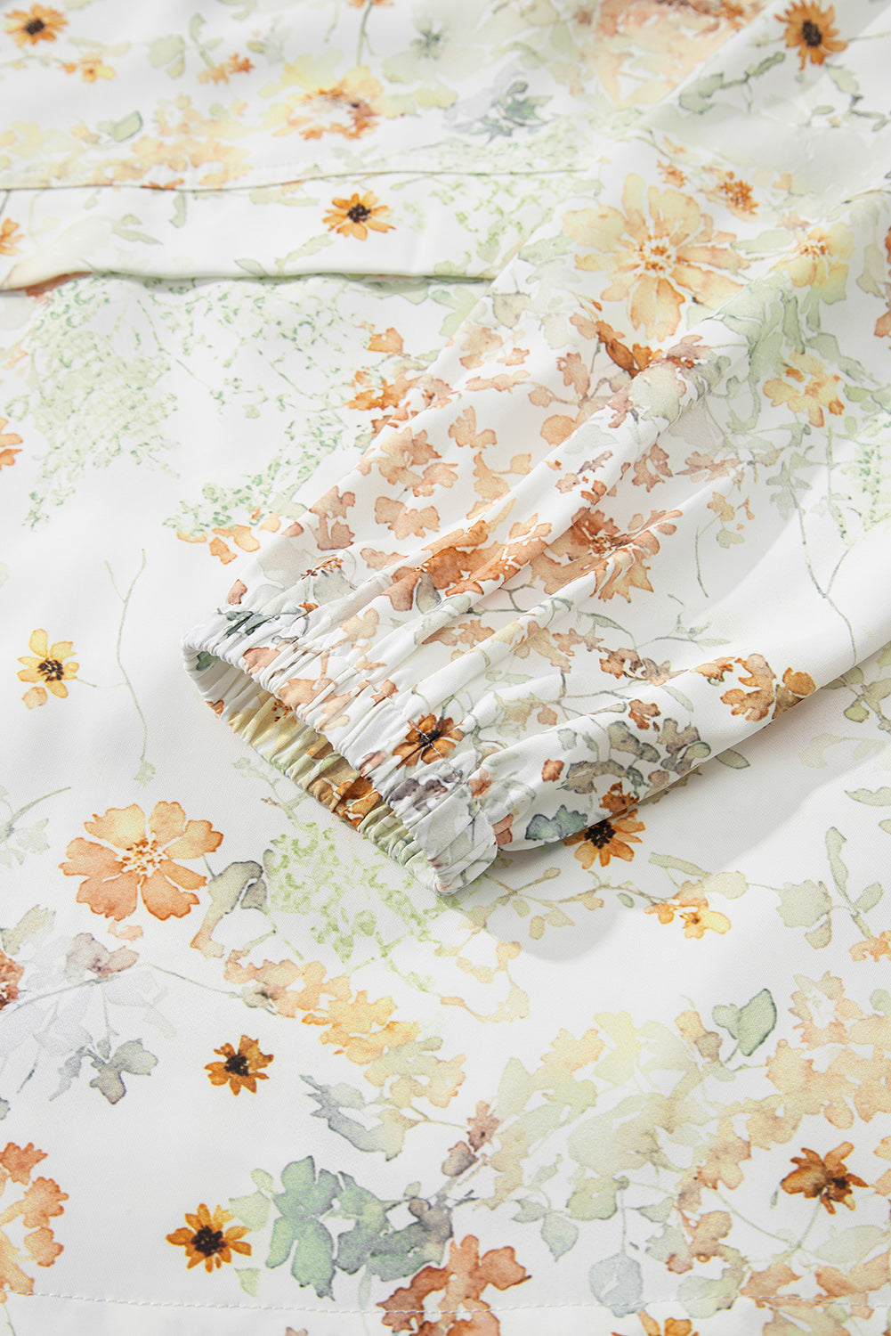 Yellow Floral Print Half Zip Hooded Long Sleeve Top - eAura