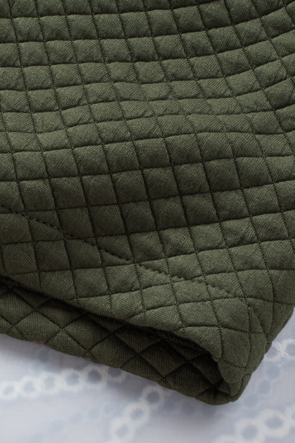 Green Retro Quilted Flap Pocket Button Shacket eAura
