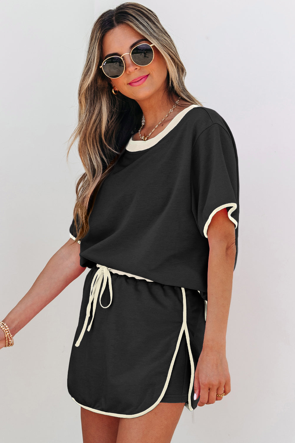 Colourblock Edge Drop Shoulder T Shirt and Skort Co-ord Set eAura
